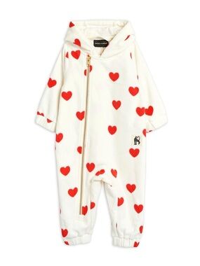 Mini Rodini Baby Infants 3-6 Months Heart Onesie Fleece Zip Up